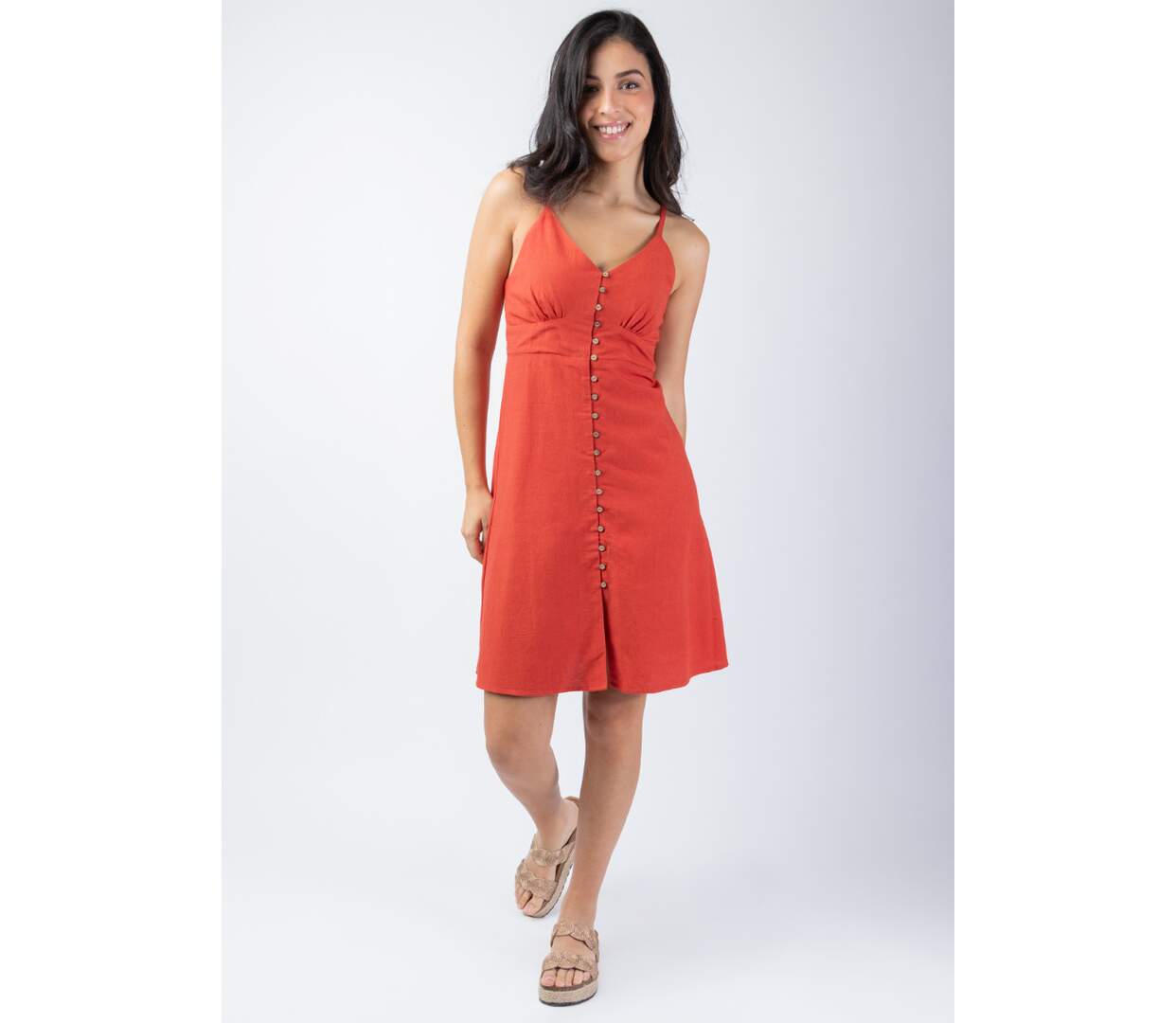 Robe femme été MAXINE unie terracotta Coton Du Monde-2