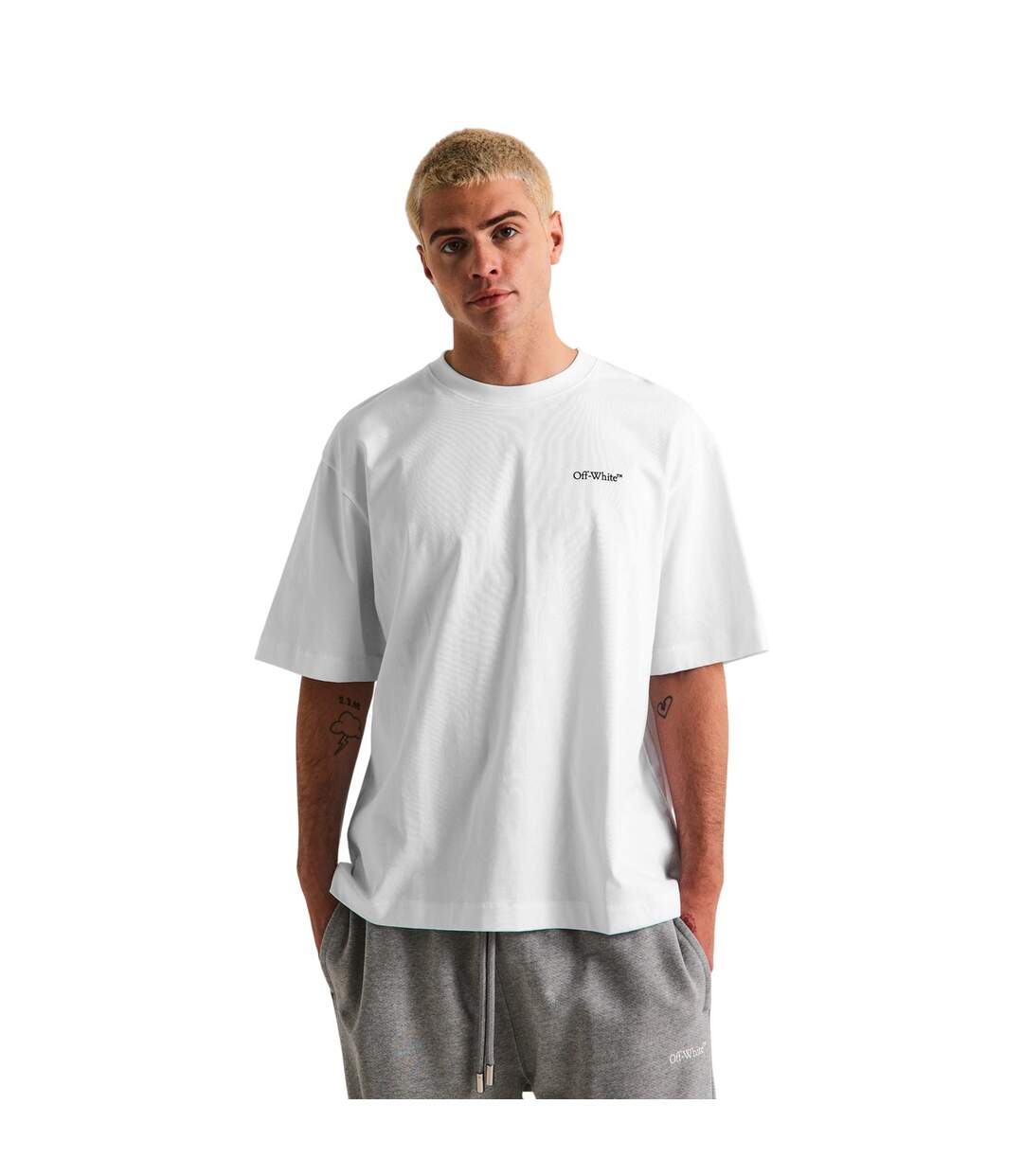 T-shirt Motif/style Imprimé Chaîne Homme Blanc Off White-4