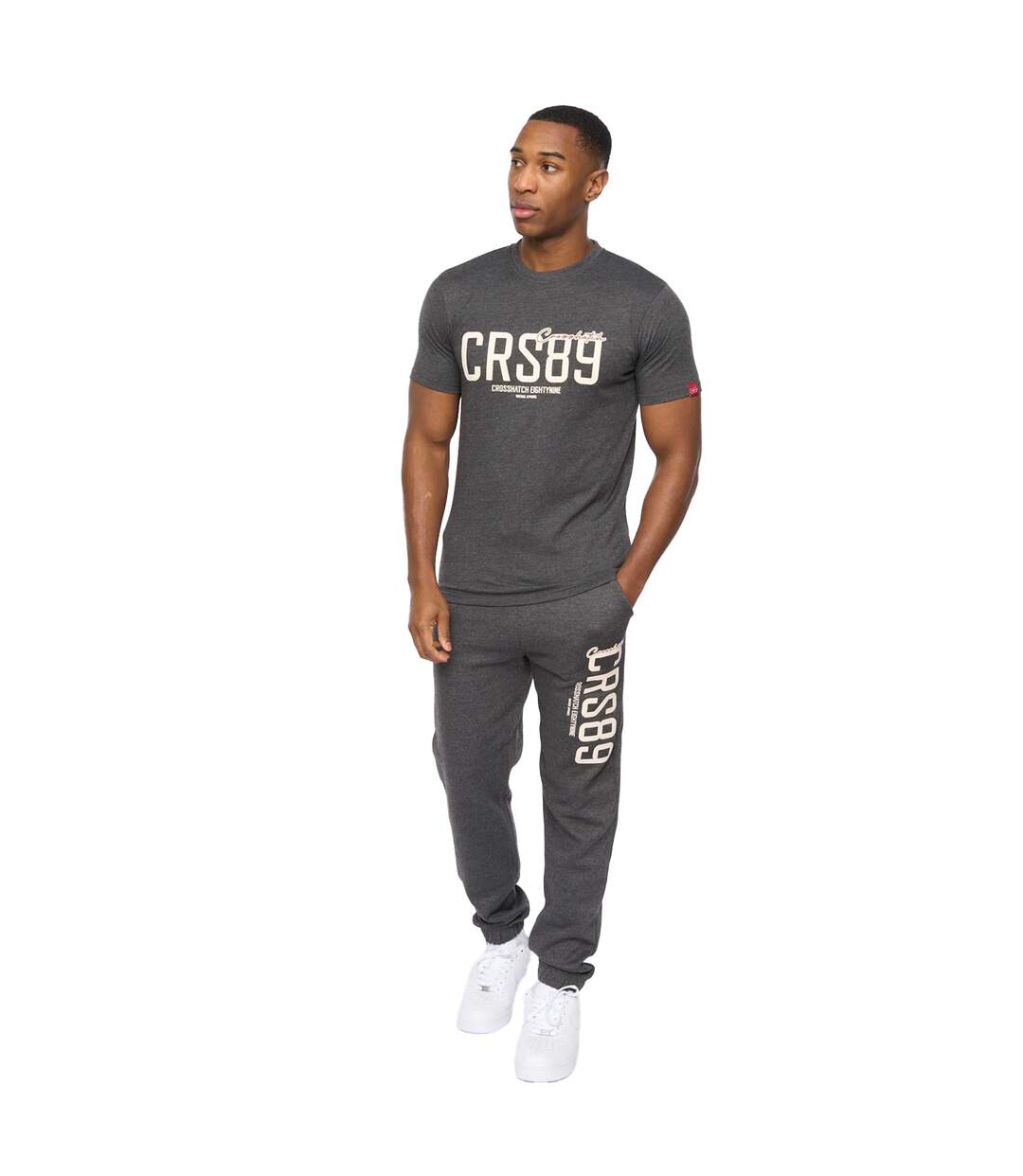 Mens ellsworth t-shirt charcoal marl Crosshatch-3