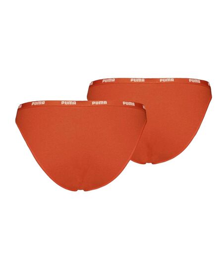 Pack Of 2  Womens/ladies Logo Bikini Bottoms  Flame Orange Puma