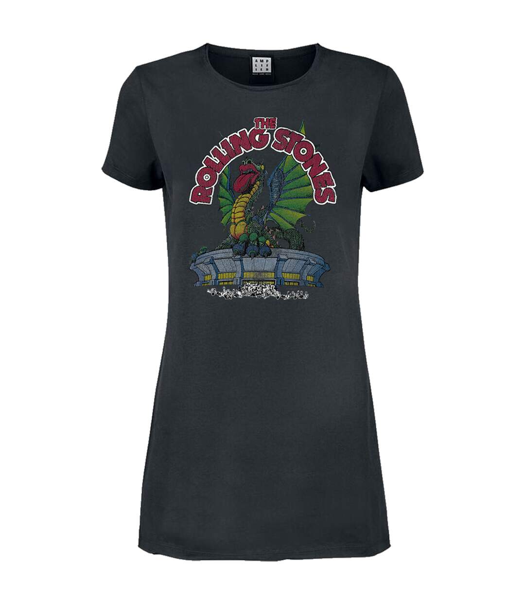Womens/ladies 1972 the rolling stones t-shirt dress charcoal Amplified-1