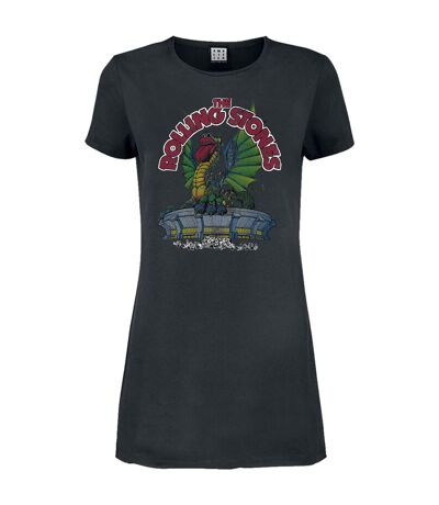 Womens/ladies 1972 the rolling stones t-shirt dress charcoal Amplified
