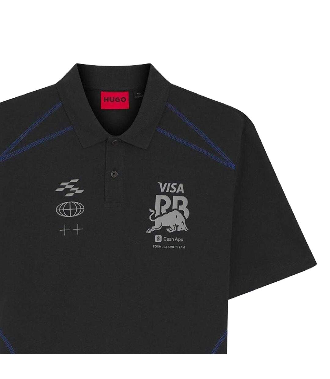 Mens Visa Cash App Racing Bulls F1 Polo Shirt Black Hugo-3