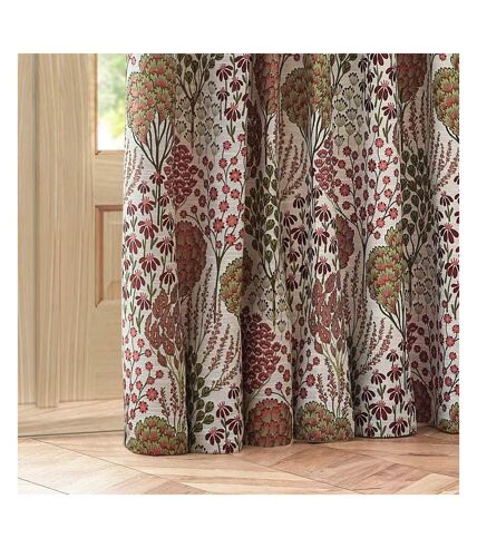 Ophelia jacquard floral pencil pleat curtains 168cm x 229cm rednut Wylder