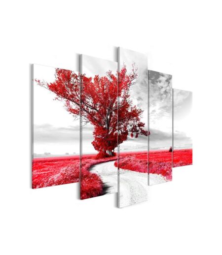 Paris Prix - Tableau Imprimé lone Tree 5 Panneaux Red 100x225cm