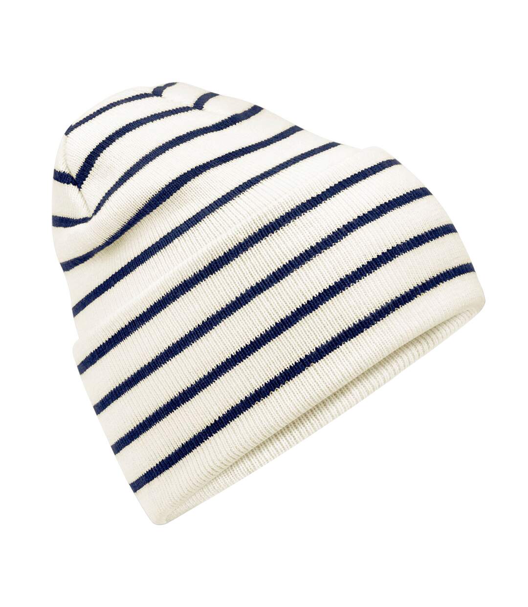 Bonnet Motif/style Rayé Original Blanc Doux Bleu Marine Français Beechfield-1