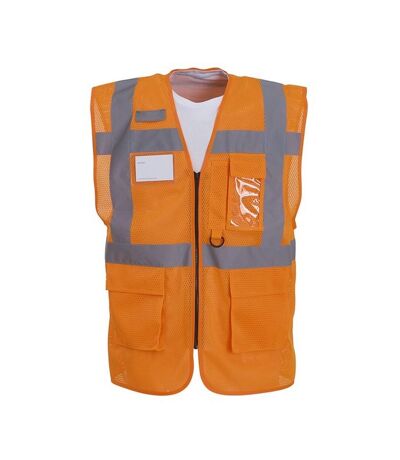 Mens executive mesh hi-vis vest orange Yoko