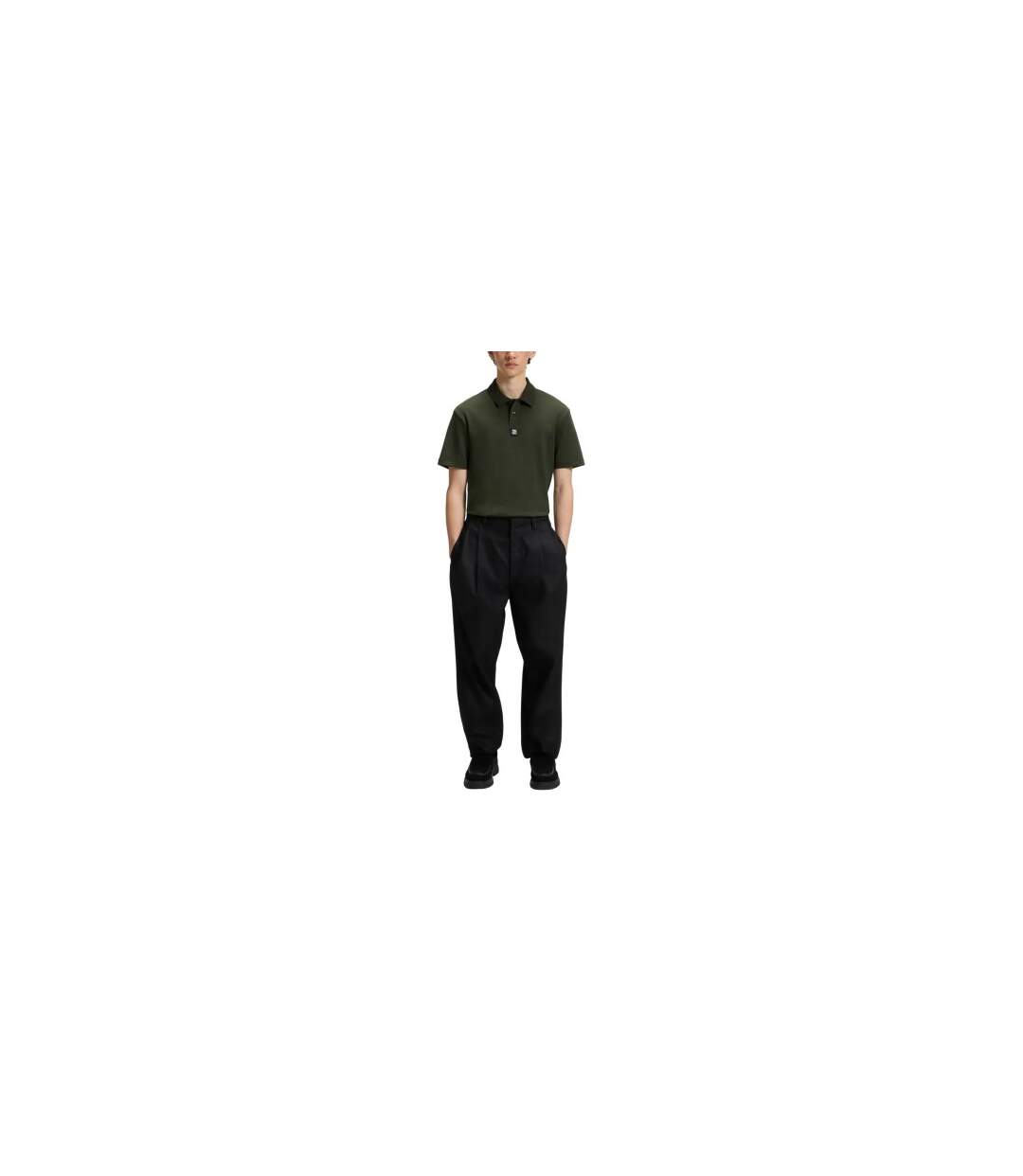 Mens Deabono Logo Polo Shirt Dark Green Hugo-1