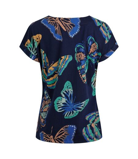 Womens/ladies paw paw butterfly t-shirt dark blue Weird Fish