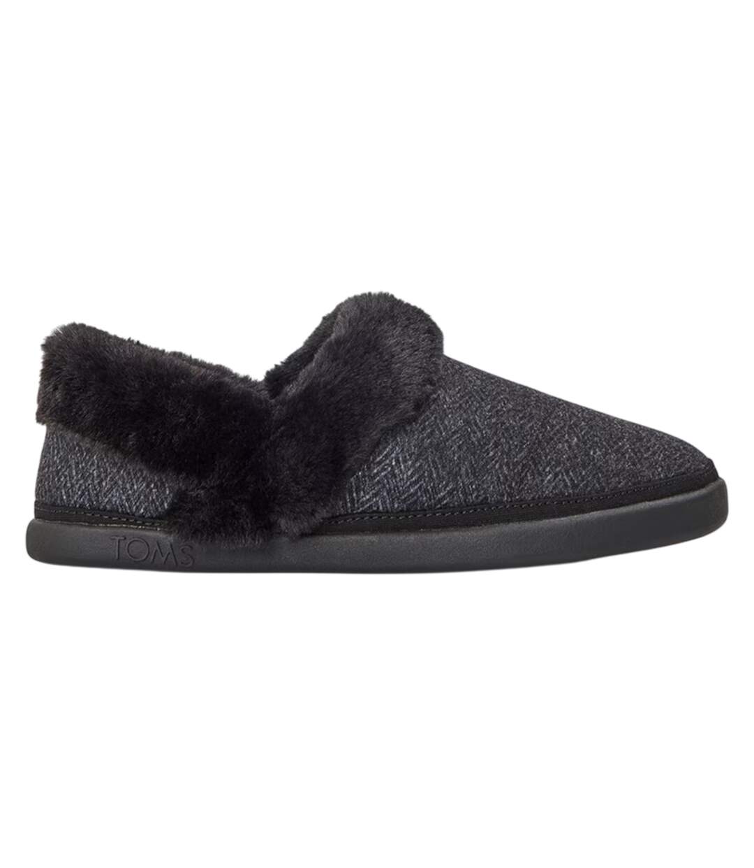 Womens/ladies Oslo Textile Slippers Black Toms-1