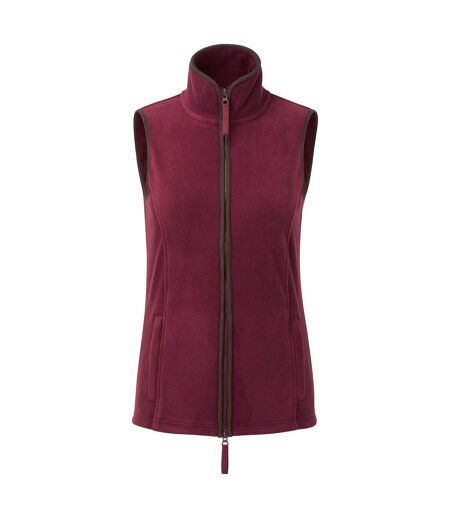 Premier Womens/Ladies Artisan Fleece Vest (Burgundy/Brown) - UTRW8190