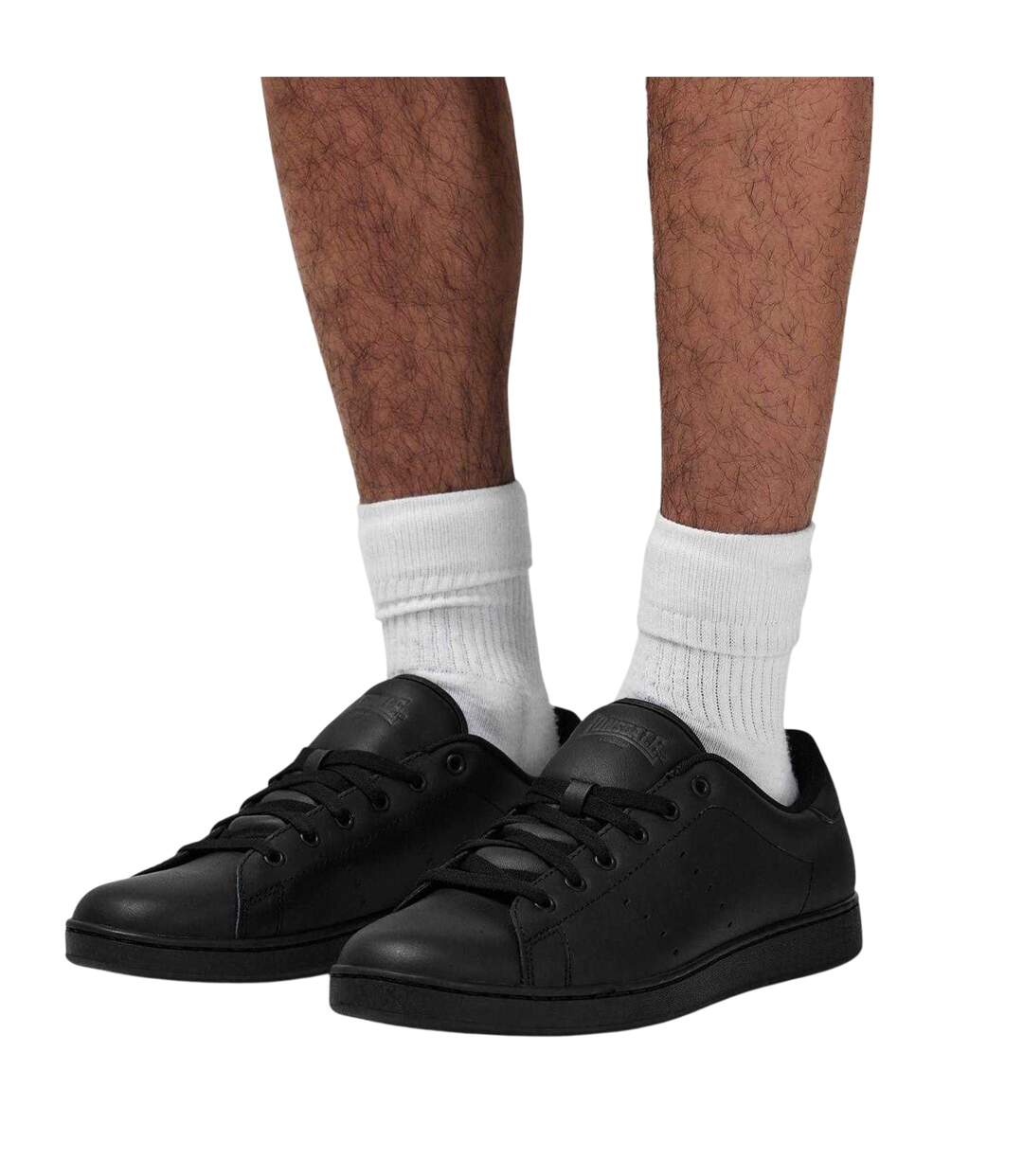 Mens Leather Flat Trainers Black Lonsdale-4