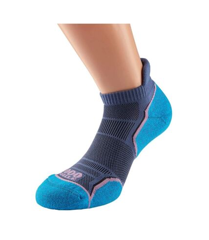 1000 Mile Womens/Ladies Run Ankle Socks (Pack of 2) (Hot Pink/Lavender/Blue) - UTCS123