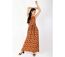 Robe longue col licou FRIDA imprimé ethnique orange Coton Du Monde-2