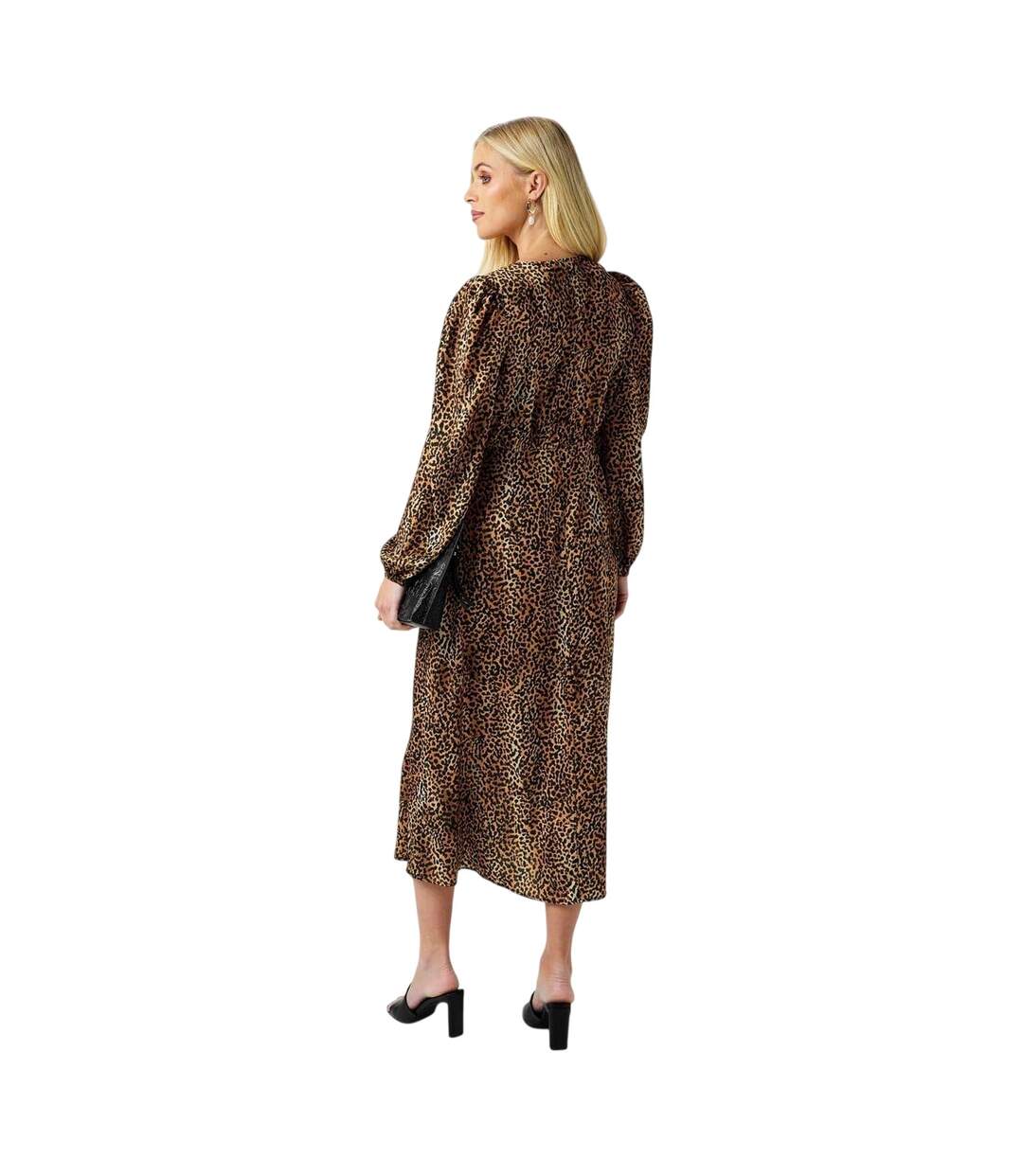 Robe Mi-longue Motif/style Imprimé Guépard Femme Marron Noir Biba-3