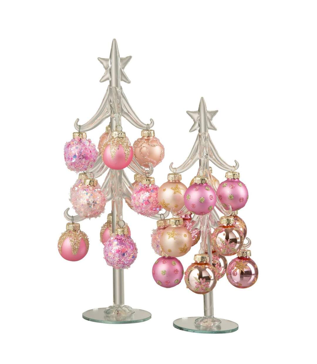 Sapin de Noël en Verre Boules 27cm Rose-2