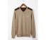 Pull Col V Homme Winchester Panel1 Beige avec Renforts Suédine-5