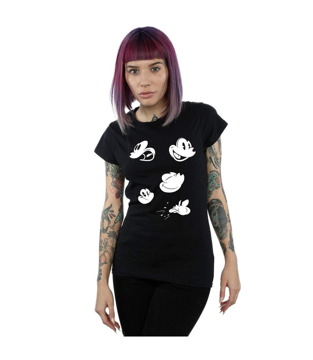 Disney T-shirt en coton Femme/Femme Mickey Mouse Faces (Noir) - UTBI31154-2
