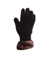 FLOSO Ladies/Womens Fluffy Extra Soft Winter Gloves with Patterned Cuff (Black/Copper)