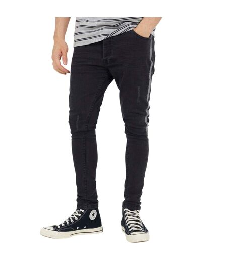 Mens Denim Button Fly Skinny Jeans Charcoal Brave Soul