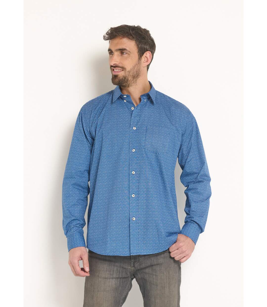 Chemise fantaisie manches longues coton-1