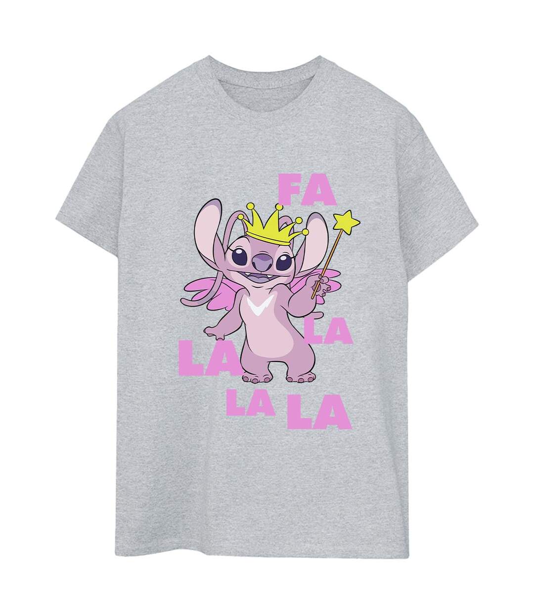 Disney Femmes/Les femmes Lilo & Stitch Angel Fa La La T-Shirt Boyfriend en coton (Gris sportif) - UTBI30584-1