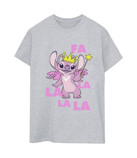 Disney Femmes/Les femmes Lilo & Stitch Angel Fa La La T-Shirt Boyfriend en coton (Gris sportif) - UTBI30584
