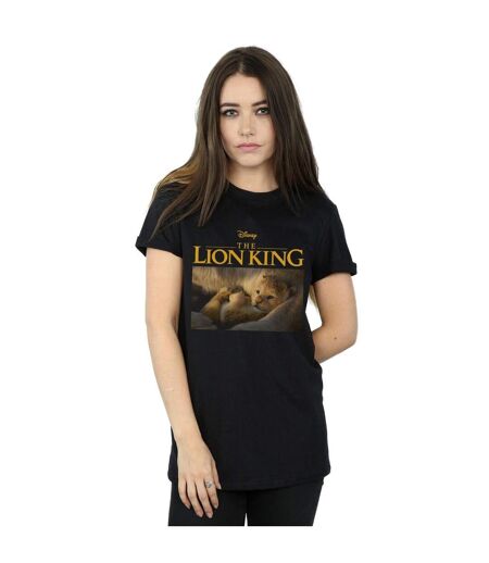 Disney Womens/Ladies The Lion King Movie Baby Simba Photo Cotton Boyfriend T-Shirt (Noir) - UTBI29162