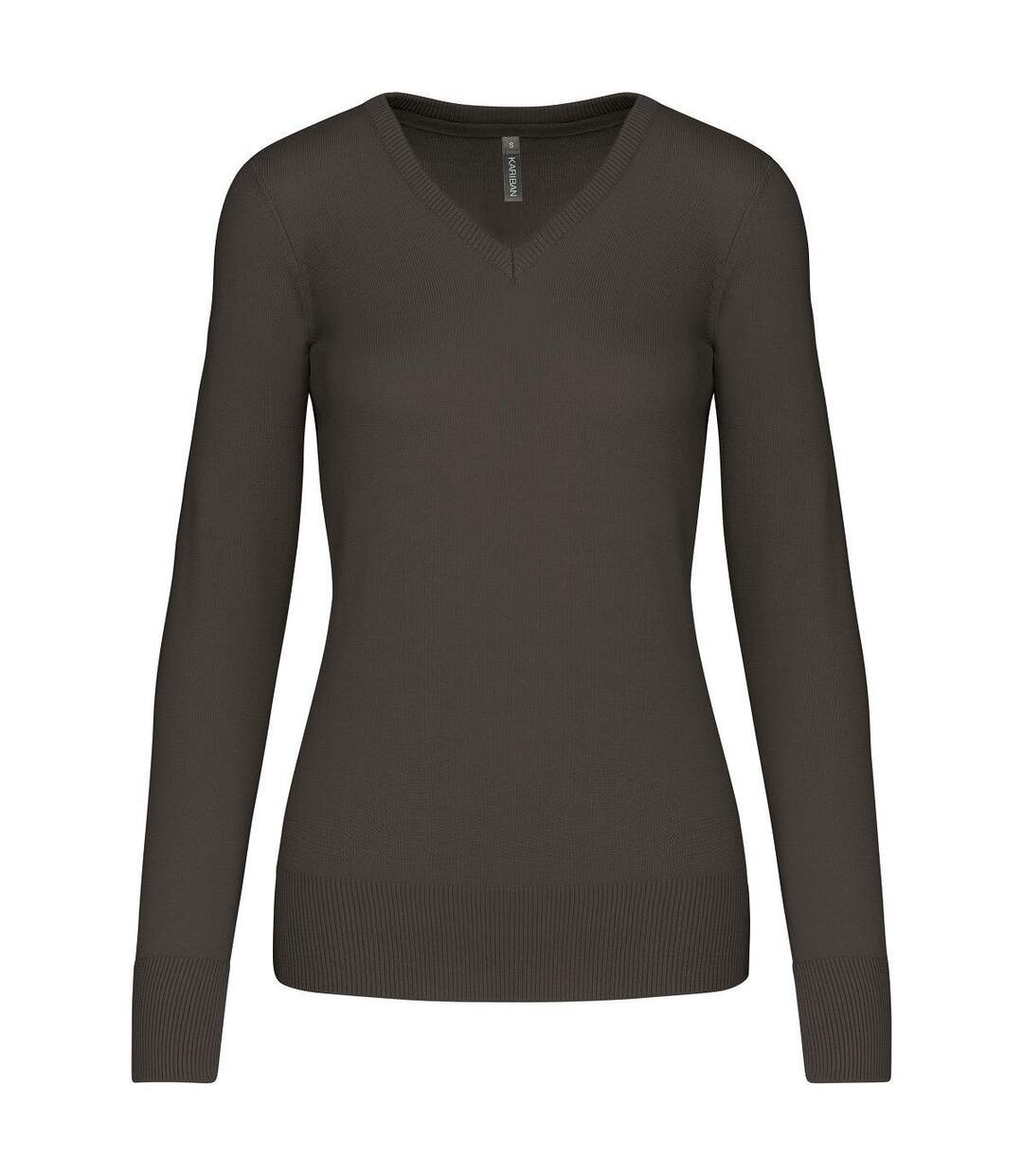 Pull col V femme - K966 - gris foncé