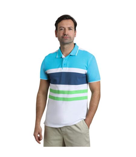 Mens sunbury stripe organic cotton polo shirt ocean Weird Fish