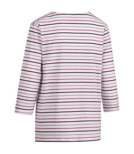 T-shirt Manches ¾ Motif/style Rayures Contrastées Farren Femme Blanc À Rayures Trespass