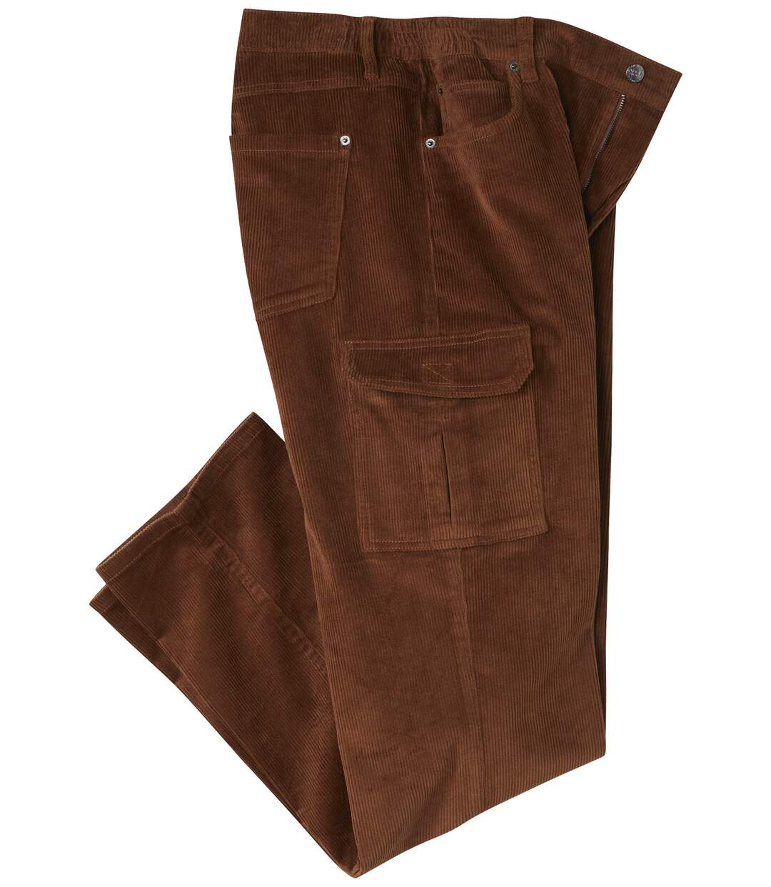 Men's Brown Corduroy Cargo Trousers-2