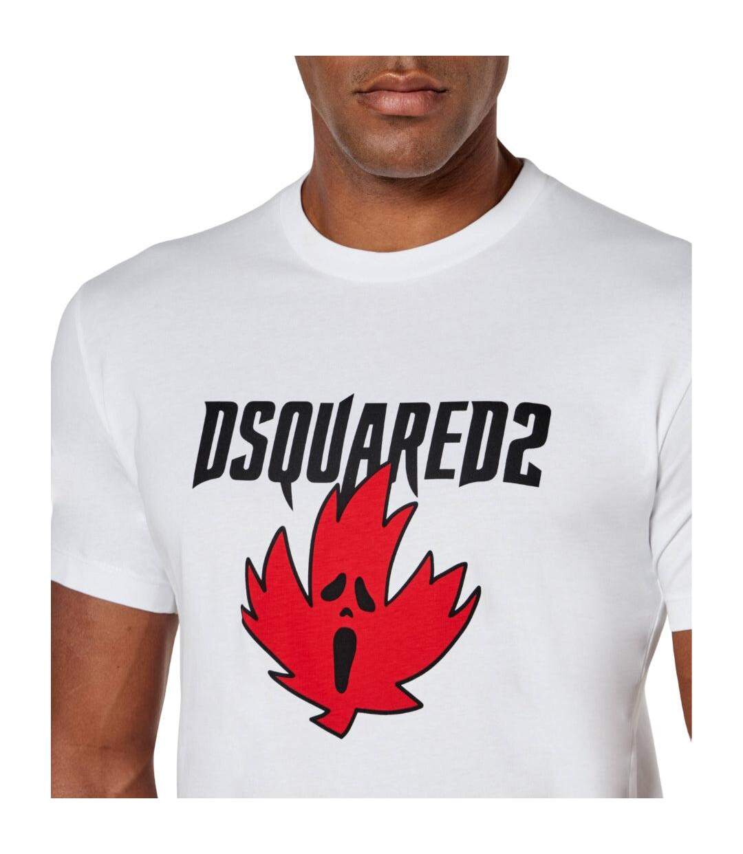 Mens Ghost Maple Leaf Cool Fit T-shirt White DSquared2-3