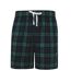 Skinni Fit Mens Tartan Lounge Shorts (Navy/Green Check) - UTRW7322
