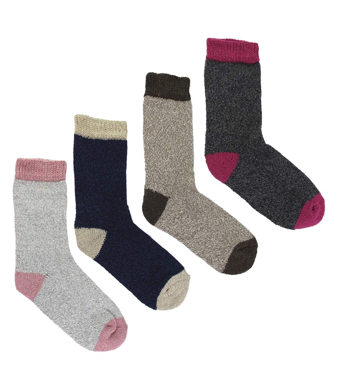 12 Pairs Ladies Non Elastic Boot Socks with Stripes-4