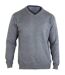 Pull Col V Homme PALAIS3 Gris avec Finitions Chambray-2
