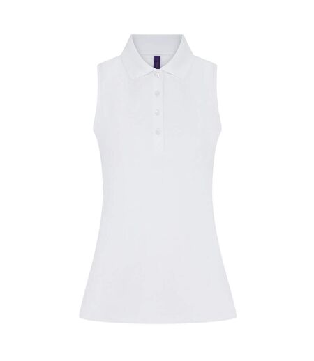 Womens/ladies Coolplus Sleeveless Polo Shirt White Henbury
