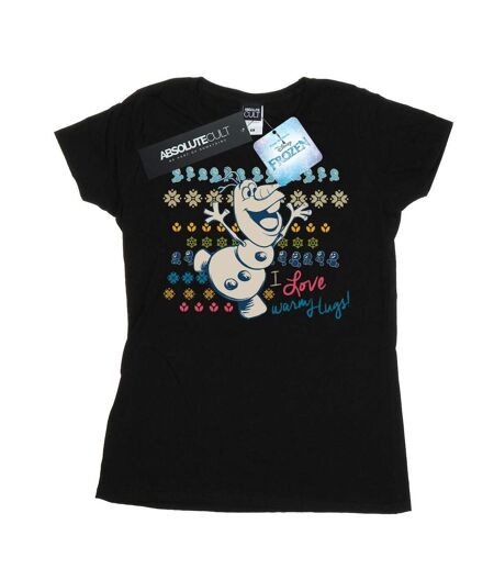 Disney Femme/Les femmes Frozen I Love Warm Hugs - T-shirt en coton (Noir) - UTBI21991