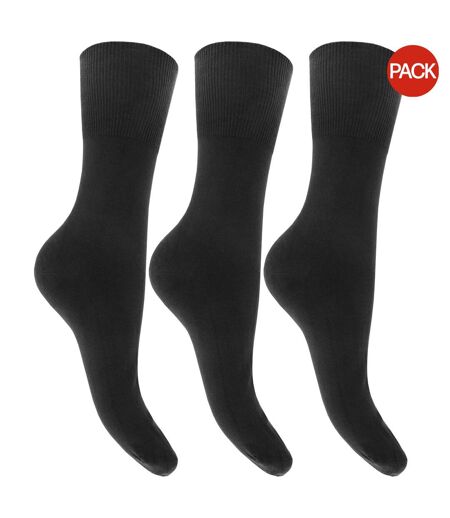 Lot de 3 Chaussettes à haut non-élastiqué femme noir Universal Textiles