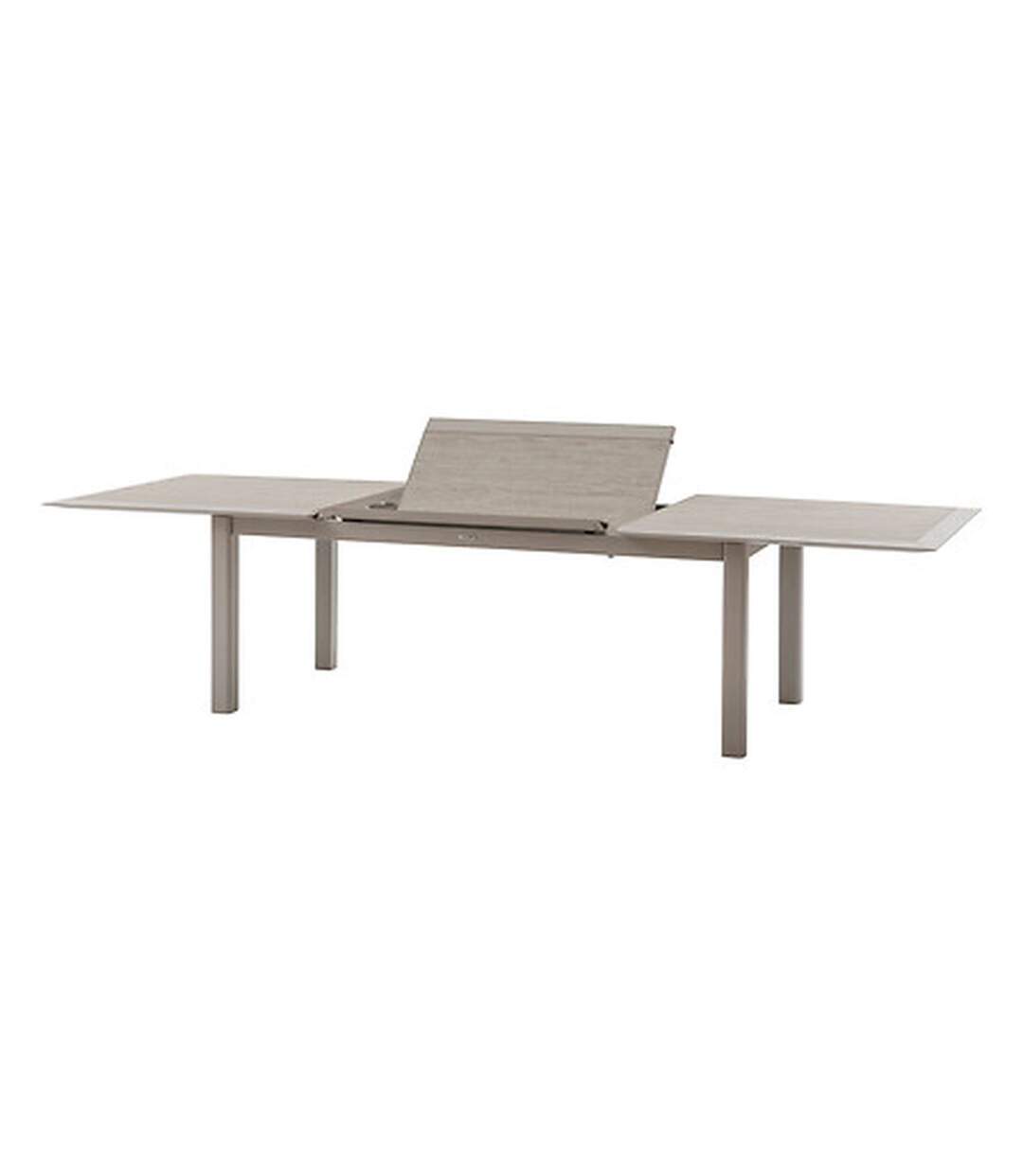 Table de jardin extensible en aluminium effet bois 12 places ALLURE - Grège et avoine-5