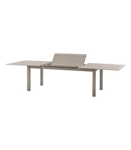 Table de jardin extensible en aluminium effet bois 12 places ALLURE - Grège et avoine