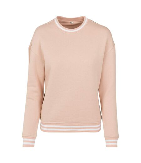 Pull College Femme Rose Clair Blanc Build Your Brand