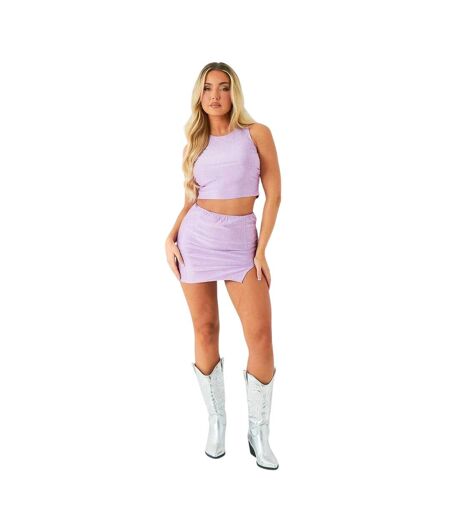 Mini Jupe Motif/style Scintillant Hot Fix Disco Femme Lilas Missy Empire