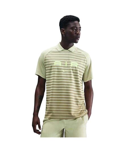 Mens Air Swoosh Stripes Polo Shirt Olive Green Nike