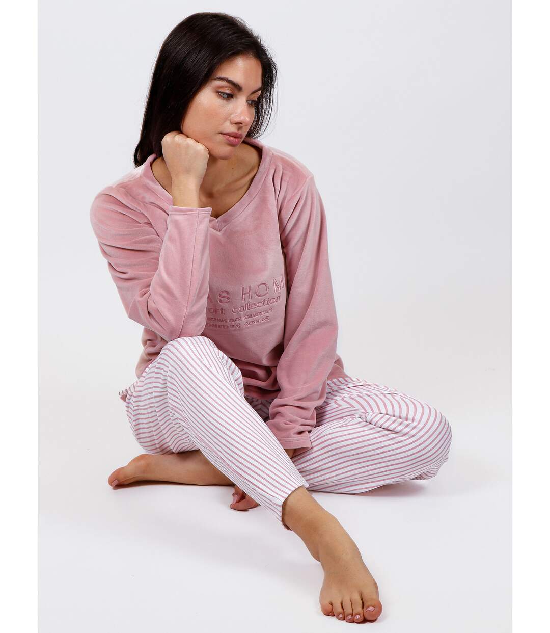 Pyjama tenue d'intérieur pantalon top manches longues Comfort Home Admas-3