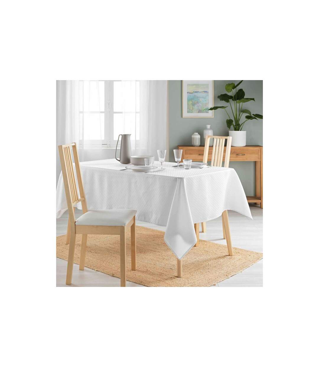 Nappe Jacquard Imprimé Artea 140x240cm Blanc-4