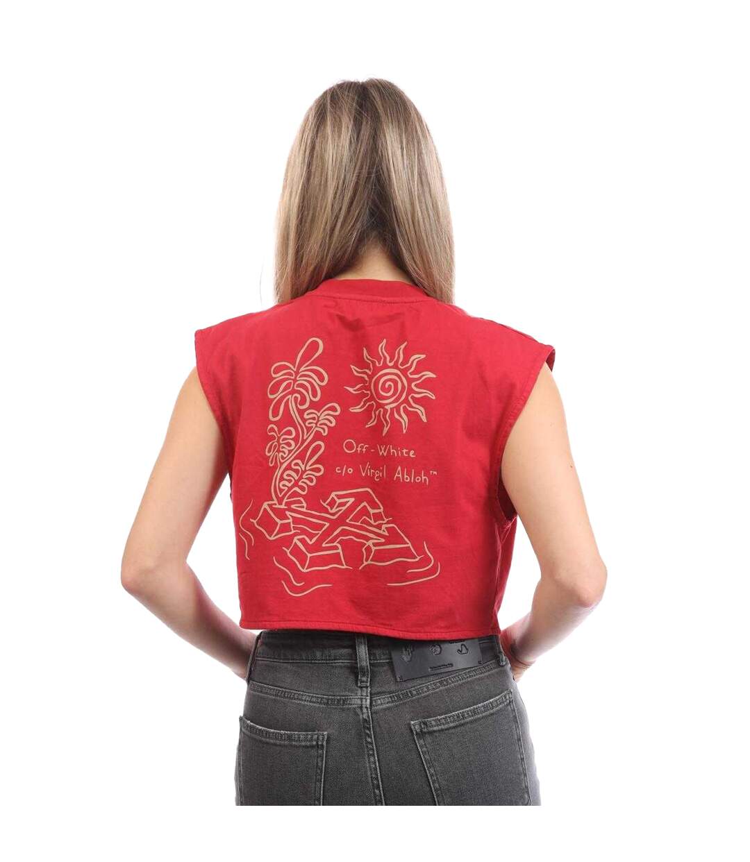 T-shirt Court Arrow Femme Rouge Off White-3