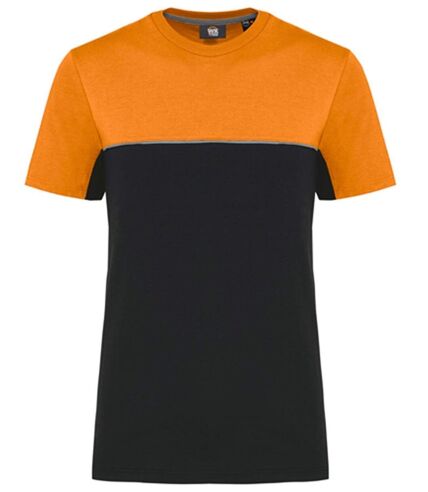 T-shirt de travail bicolore - Unisexe - WK304 - noir et orange