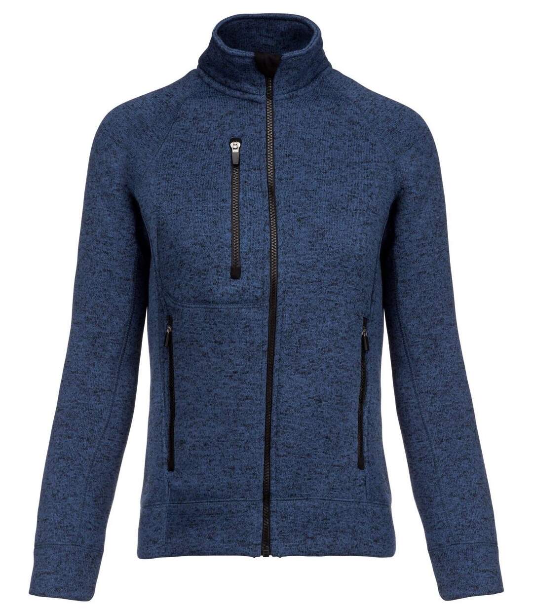 Veste chinée ouverture zippée - femme - K9107 - bleu marine mélange