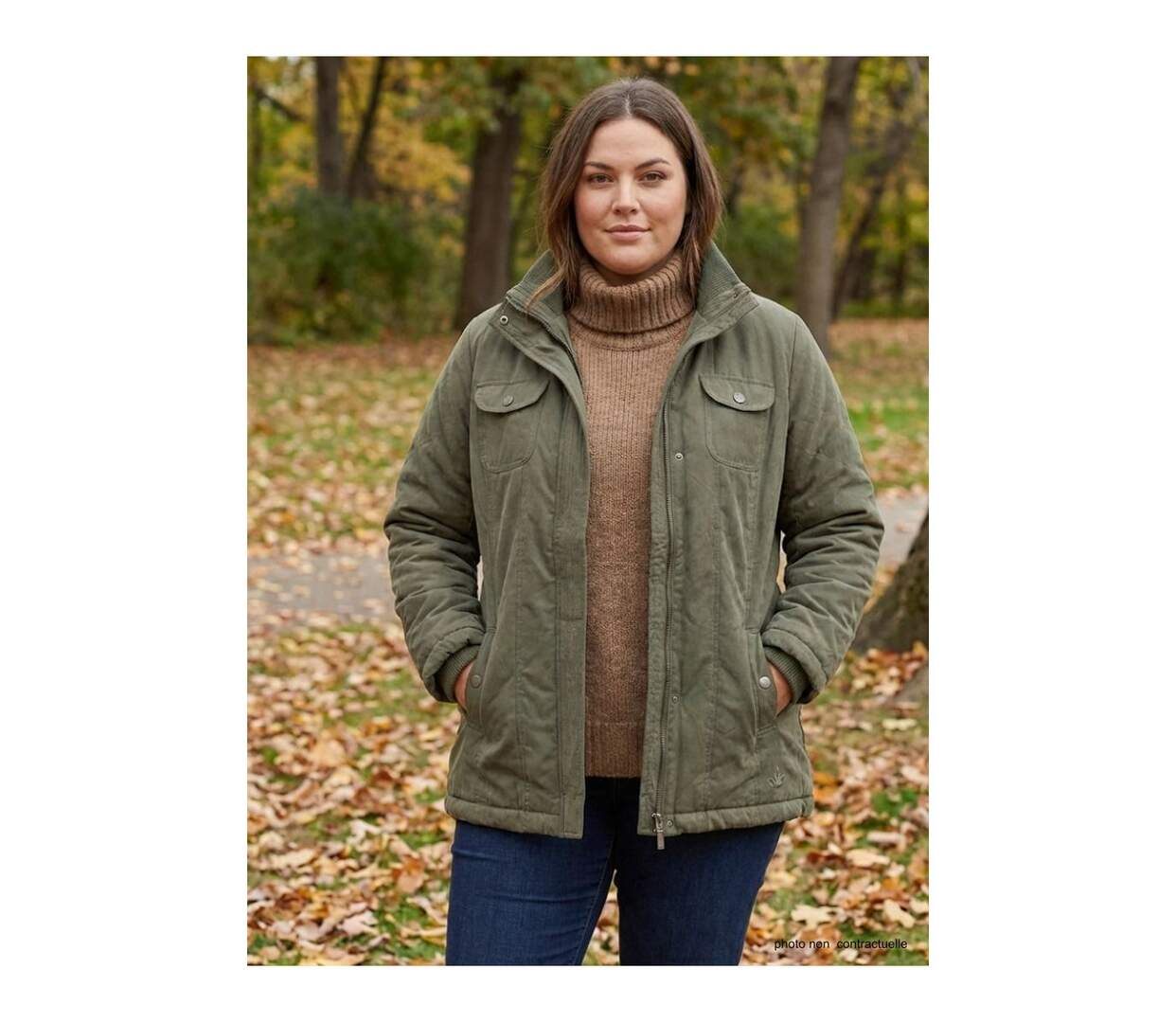 Veste Longue Femme Microfibre Kaki – Doublure Nylon Confort-3
